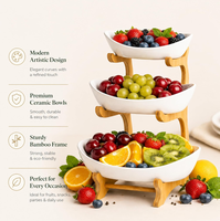 Étagère à collation multi-niveaux créative en bambou et bois à trois couches pour fruits et bonbons, panier à fruits multifonctionnel pour la maison, Chine