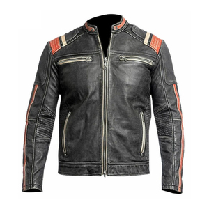 New Arrival Custom made <b>Retro</b> Cafe Racer Vintage <b>Motorcycle</b> Biker Distressed Black Leather <b>Jacket</b> for Mens - Product Image 1