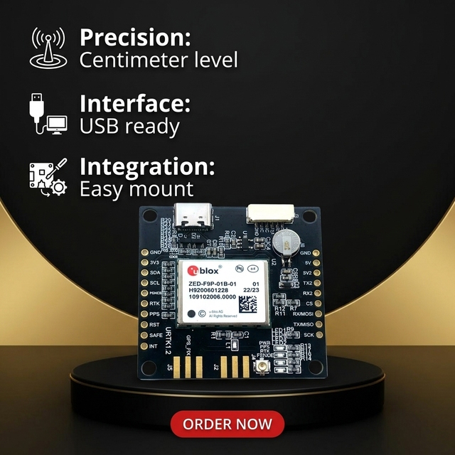 Fast-Fix ZED-F9P RTK GNSS Board Multi-Band Centimeter-Level High-Precision GPS Module for Drone Mapping in Complex Environments
