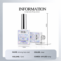 DIAMOND GLOSS TOP Gel UV LED Transparent Effet Diamant Haute Brillance Sans Résidu Soak Off Fini Manucure 12ml