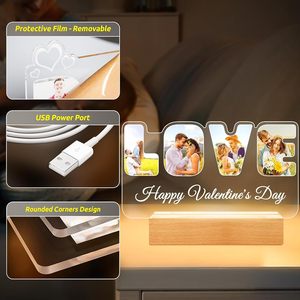 Cadres photo personnalisés Photos personnalisées anniversaire fête des pères <span class=keywords><strong>cadeau</strong></span> pour <span class=keywords><strong>papa</strong></span> fille fils bébé veilleuse caractéristique pour la famille - Product Image 4