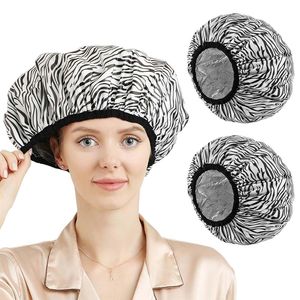 Gorro de ducha para mujeres y niños, 32 cm, impermeable, elástico, tamaño grande, con forro plateado, uso sanitario - Product Image 2