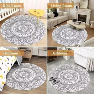 Tappeto Rotondo Colorato con Design Mandala Chakra 3D per Meditazione e Yoga, Antiscivolo, Lavabile in Lavatrice, Decorazione per Camera da Letto e <span class=keywords><strong>Soggiorno</strong></span> - Product Image 6