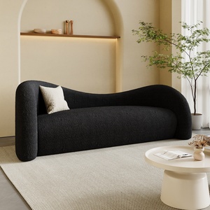 Sillón de Salón Nórdico de Madera con Tapizado de Lana de Cordero, Personalizable, Moderno, Blanco, para Hotel o Sala de Estar - Product Image 2