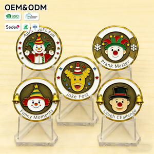 Moneda <span class=keywords><strong>de</strong></span> desafío personalizada redonda con diseño <span class=keywords><strong>de</strong></span> payaso, esmaltada brillante, temática <span class=keywords><strong>de</strong></span> el Día <span class=keywords><strong>de</strong></span> los Inocentes, <span class=keywords><strong>de</strong></span> metal, latón, cobre, bronce, esmalte, aleación <span class=keywords><strong>de</strong></span> zinc - Product Image 1