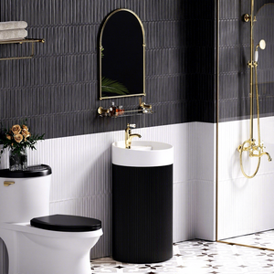 Mueble <span class=keywords><strong>de</strong></span> <span class=keywords><strong>Baño</strong></span> Moderno <span class=keywords><strong>de</strong></span> Estilo Francés Retro con Lavabo Pedestal <span class=keywords><strong>de</strong></span> Cerámica Integrado <span class=keywords><strong>de</strong></span> un Solo Orificio, en Forma <span class=keywords><strong>de</strong></span> <span class=keywords><strong>Columna</strong></span>, para Espacios Pequeños - Product Image 5