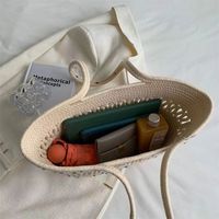 Sac à main en corde de coton - Sac de plage tissé d'été pour femmes Design polyvalent et décontracté avec poignée et bandoulière Sac en paille