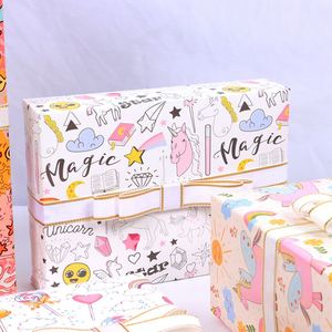 Papier cadeau à motifs de dessins animés 50*70cm/feuille pour l'anniversaire des enfants, la fête de naissance - Product Image 4