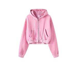 TKAN482D Sweat à capuche zippé en coton 100% lourd, à manches longues, à impression sérigraphique, personnalisé avec logo, vente en gros pour femmes - Product Image 2