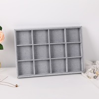 35x24x3cm plateau d'affichage velours gris pour collier bagues Bracelet bijoux présentoir bijoux organisateur stockage