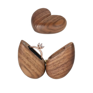 Heart Shaped Wooden <b>Ring</b> <b>Box</b> Magnetic Lid <b>Proposal</b> Jewelry Case for Wedding Engagement Anniversary Gift - Product Image 1