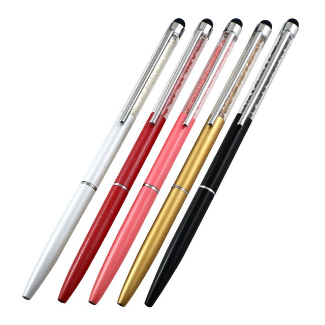 Capacitive Touch Screen Stylus Metal Pen for Office & School Slim Long Crystal Diamond Glitter Powder Ballpoint Pen
