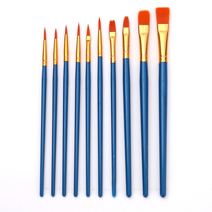 Set di 10 pennelli piatti con punta sottile in Nylon blu pennelli per artisti sfusi per acquerelli in acrilico per bambini pennelli Acuarela - Product Image 5