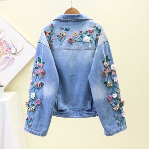 Tùy Chỉnh Thiết Kế Thời Trang 2-12 Năm Sequin Các Bản Vá Lỗi Thêu Denim Jacket Quần Áo Hoa Trẻ Em Denim Áo Khoác Sản Xuất Tại Trung Quốc - Product Image 2