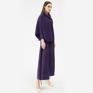 Nuovi <span class=keywords><strong>pantaloni</strong></span> larghi pieghettati orizzontali con risvolto a due pezzi, completi da <span class=keywords><strong>donna</strong></span> a pieghe di grandi dimensioni - Product Image 5