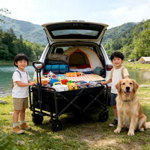 Chariot pliable robuste grande capacité, chariot utilitaire portable pliable <span class=keywords><strong>pour</strong></span> le camping, la plage, les courses et les sorties en famille - Product Image 5