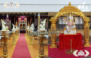 Decoración de entrada con tema de boda Srilankan, estatuas de baile de boda de lujo para entrada, estatuas de decoración de entrada real con puerta - Product Image 2