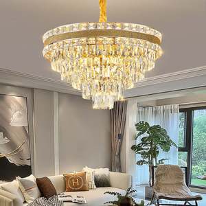 Lustres modernes nordiques pour villa, crochets de suspension, <span class=keywords><strong>lustre</strong></span> en cristal à montage encastré, pendentif ovale en travertin jaune - Product Image 3
