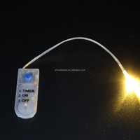 Lumière LED à piles avec minuterie, 2 piles CR2032, blanc chaud, ampoule unique, guirlande lumineuse pour fête, mariage, décoration de table