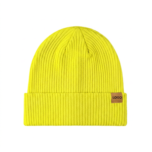 Gorros de Algodón Ecológicos con Etiqueta de Gamuza con Logotipo Personalizado, Gorros de Invierno Tejidos Personalizados - Product Image 6