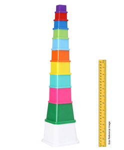 GIRNAR Torre de apilamiento de 11 piezas de colores, 9 de los 11 bloques tienen estampados de animales dibujados en la parte superior, desarrolla la coordinación entre mano y ojo - Product Image 5