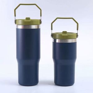 Fast Add LOGO 30oz 40oz Stainless Steel Vacuum Cup Tumbler <b>with</b> Handle and <b>Straw</b> Camping Thermal <b>Flasks</b> for Mugs - Product Image 3