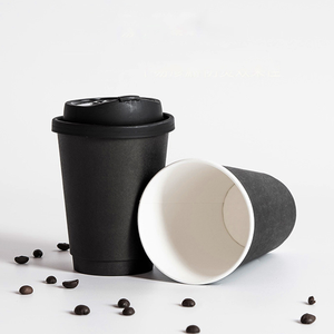 Gobelet en carton noir pour café chaud avec couvercle PS, personnalisable avec logo, 4oz, 8oz, 12oz, 16oz – Direct Usine - Product Image 6
