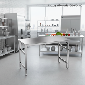 <span class=keywords><strong>Table</strong></span> de préparation pliable en acier inoxydable 201 robuste, vente en gros d'usine OEM, pour hôtels, jardins, mariages et événements – Design élégant - Product Image 5