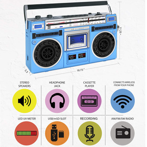 Máy ghi âm băng <span class=keywords><strong>cassette</strong></span> cầm tay Retro Radio USB Flash Drive Máy nghe nhạc đa chức năng Máy ghi âm kênh đôi hoài cổ - Product Image 6