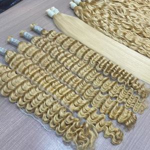 Extensions de cheveux humains blonds 613 en vrac pour le marché européen et russe, cheveux bouclés naturels, 100 % cuticules alignées, fournisseur de cheveux vietnamiens - Product Image 5