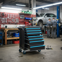 Chariot à outils en acier verrouillable à 7 tiroirs pour atelier de réparation automobile OEM/ODM/OBM, capacité de charge de 450 kg, avec panneau de verrouillage
