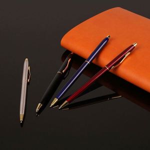 Nouveau stylo bille rotatif en métal fin de haute qualité avec logo personnalisé multicolore, ensembles de papeterie promotionnels - Product Image 3
