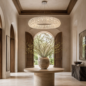 Modern Full Wrapped Crystal Ring Pendant Light For Foyer Hall And Dining Area - Product Image 1