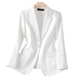 Women's <b>Blazer</b> Single <b>Button</b> Black Solid Color Worsted Fabric Autumn Winter Wear - Product Image 5