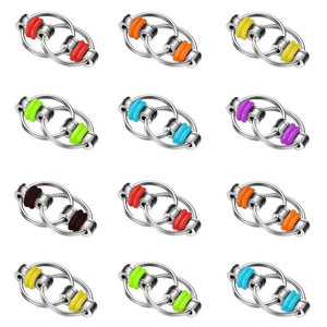 Fidget Cube Jouets en acier Stress Relied pour adultes avec chaîne de vélo 7 couleurs Style Fidget Stress Releasing Key-chains - Product Image 3