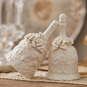 2025 Vintage elegante campana de mano de cerámica ecológica estilo Rococó Francés decoración del hogar para restaurante Bar mostrador <span class=keywords><strong>Café</strong></span> llamada de mesa - Product Image 6