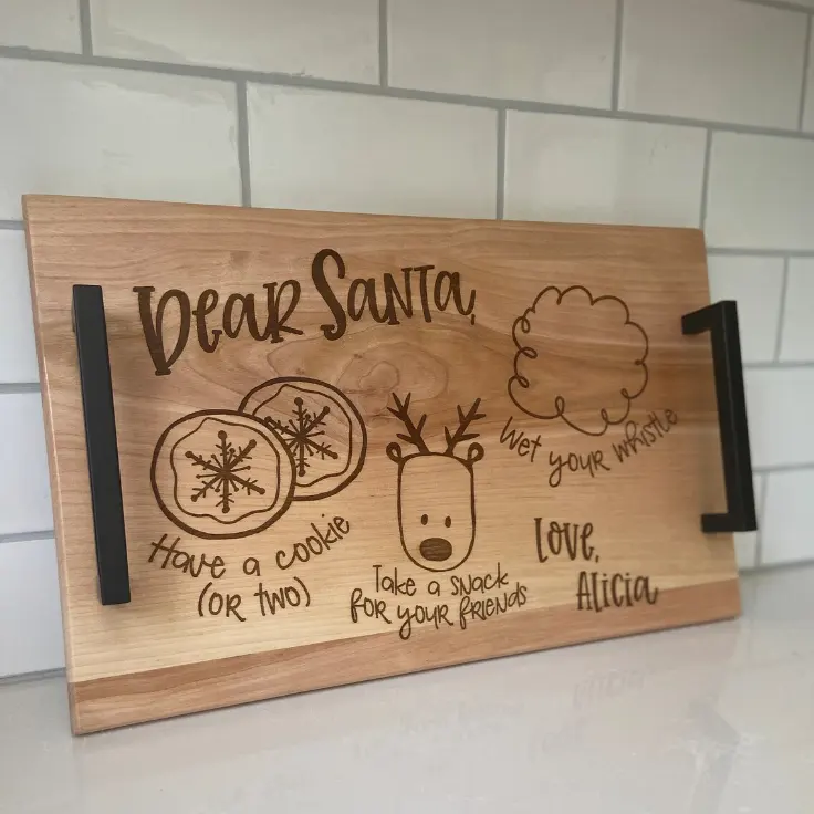 Hout Gepersonaliseerde Santa Cookie Tray Kerst Hout Serveren Traktaties Voor Santa Gegraveerde Lekkernijen Voor De Kerstman Serveerplank