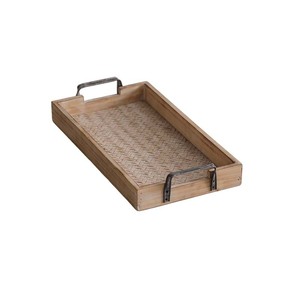 Bandeja de café estilo japonés para mesa de café, bandeja de servir con textura de bambú tejido y patrón de madera para sala de estar, hogar, plato de frutas - Product Image 5