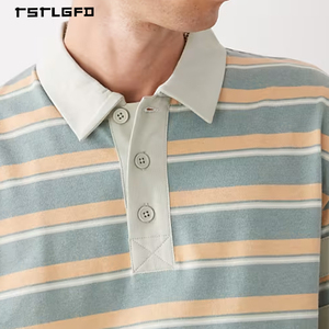 Premium Combed Cotton Piqu Short Sleeve Oversized Solid Knit Breathable Casual Men's <b>Button</b>-Up Customization OEM ODM Summer - Product Image 2
