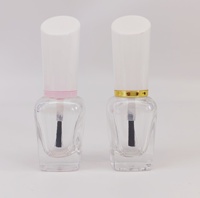 Bouteilles de vernis à ongles en verre vides personnalisées 10 ml, contenants transparents pour gel à ongles avec plusieurs styles de bouchons en plastique et pinceaux OEM/ODM