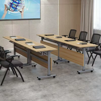 Table de formation pliable à rabat pour économiser de l'espace, bureau de réunion modulaire mobile avec roulettes verrouillables