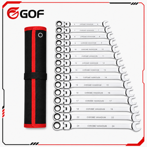 Jeu de Clés Mixtes à <span class=keywords><strong>Cliquet</strong></span> à Tête Articulée 16 Pièces, Kit de Clés Combinées en Acier Chrome Vanadium, Outil à Main Professionnel - Product Image 1