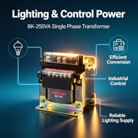 Transformador de Control Monofásico Serie BK de DELIXI, BK-250VA, Transformador de Alta Eficiencia para Control de Máquinas y Suministro de Iluminación
