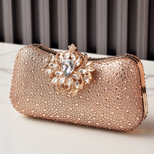 Stylish Beaded <b>Clutch</b> <b>Bag</b> with Crystal Flower Sparkling Evening Party Handbag Luxurious Fashion Rhinestone Chains - Product Image 5
