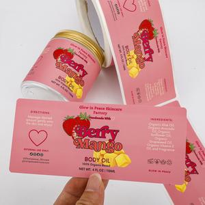 สติกเกอร์กันน้ำสำหรับติดขวดเครื่องสำอาง พิมพ์ลายสีชมพู พร้อมโลโก้ส่วนตัว สำหรับผลิตภัณฑ์บำรุงผิวและน้ำมันทาตัว - Product Image 6