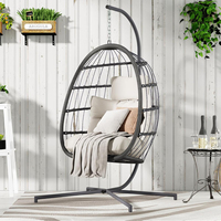 Meubles d'extérieur en rotin PE, balançoire œuf de jardin, balançoire pliable, chaise suspendue avec support