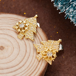 Orecchini a Forma di Fiocco di Neve e Albero di Natale per Donne, Accessori per Orecchie per le Festività Invernali - Product Image 2