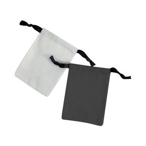 Wholesale White/Black <b>Canvas</b> <b>Drawstring</b> <b>Bag</b> Lightweight Foldable Pull Rope Dust Pouch for Cosmetic Jewelry Storage - Product Image 1