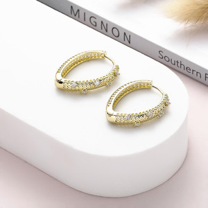 <b>Huggie</b> Earrings Gold <b>Silver</b> Rose Gold Micro Insert Zircon Hollow Geometric Shape Everyday Wear - Product Image 2