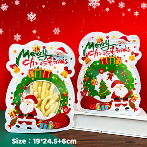 Sac d'emballage personnalisé pour biscuits de Noël, pochette réutilisable <span class=keywords><strong>à</strong></span> fond plat pour biscuits, bonbons, snacks, cadeaux, conservation alimentaire, sac refermable - Product Image 4